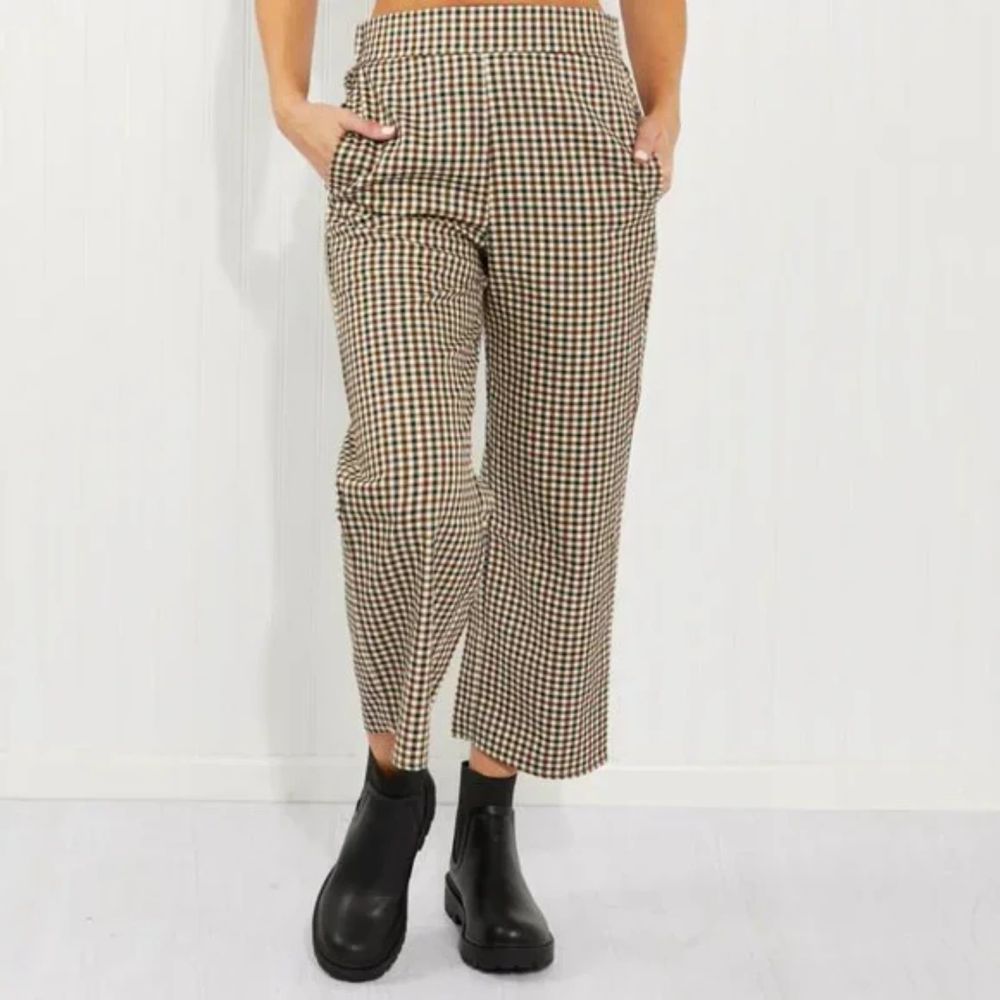 CY Fashion Plaid Wide Leg Pants with Pockets L EUC